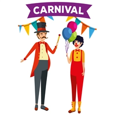 Carnival Circus Theme Ringmaster And Clown Transparent Sticker